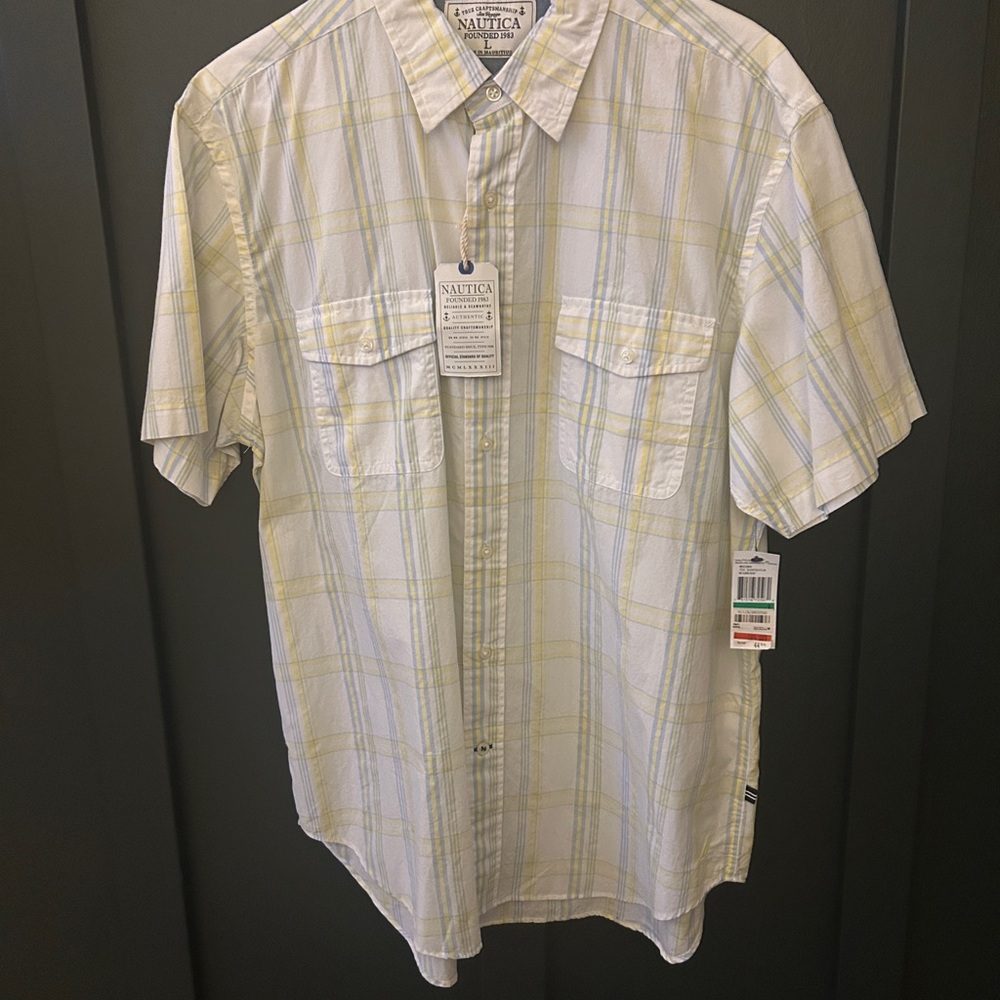 NWT Nautica Men's Yellow Plaid Shirt